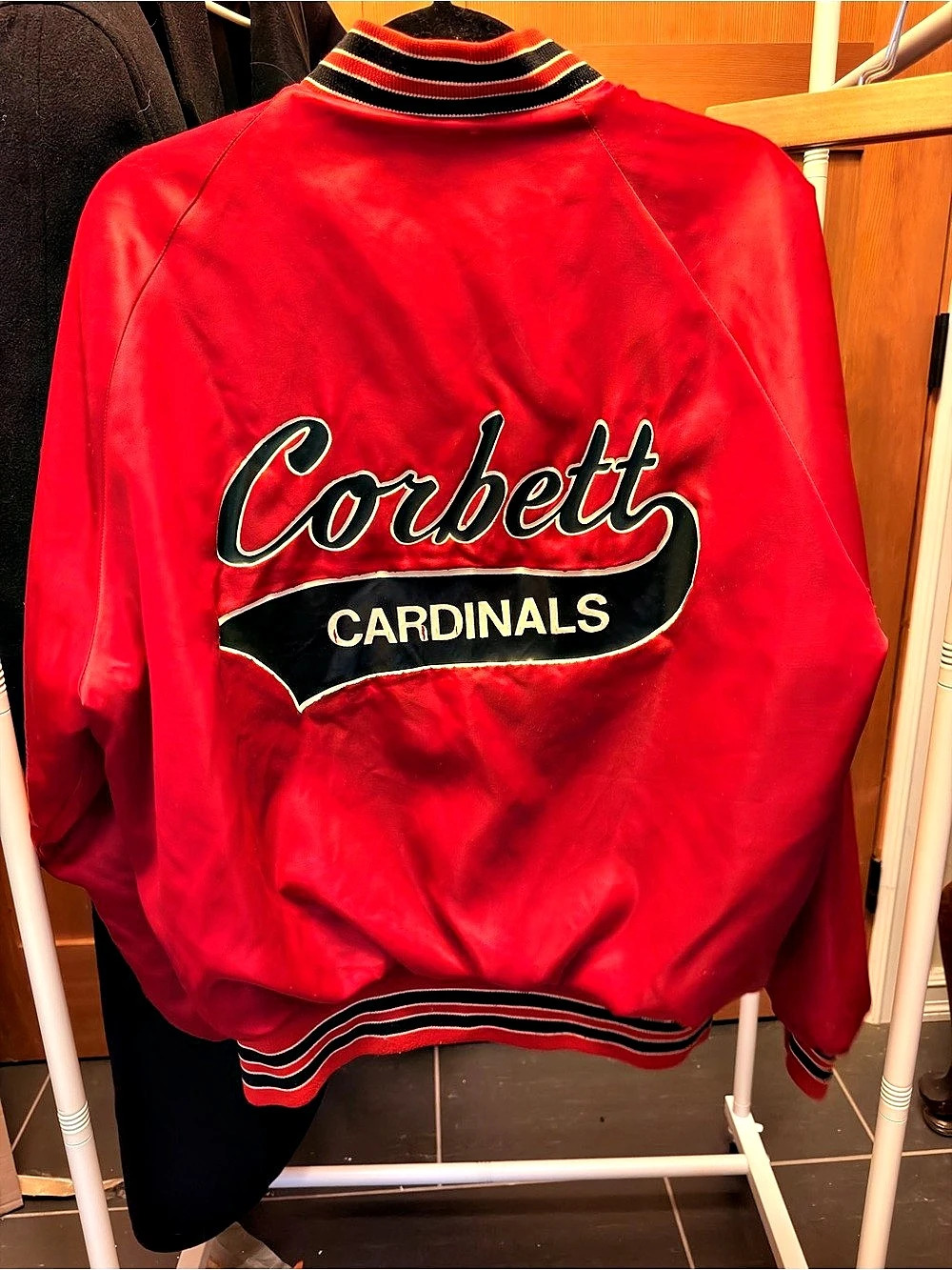 Pla-Jac Corbett Cardinals varsity jacket Red Satin Varsity Jacket Size 44-46